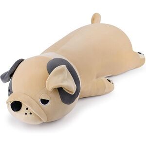 30''Brown Auspicious Giant Sleeping French Bulldog Plush Stuffed Animal